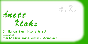 anett klohs business card